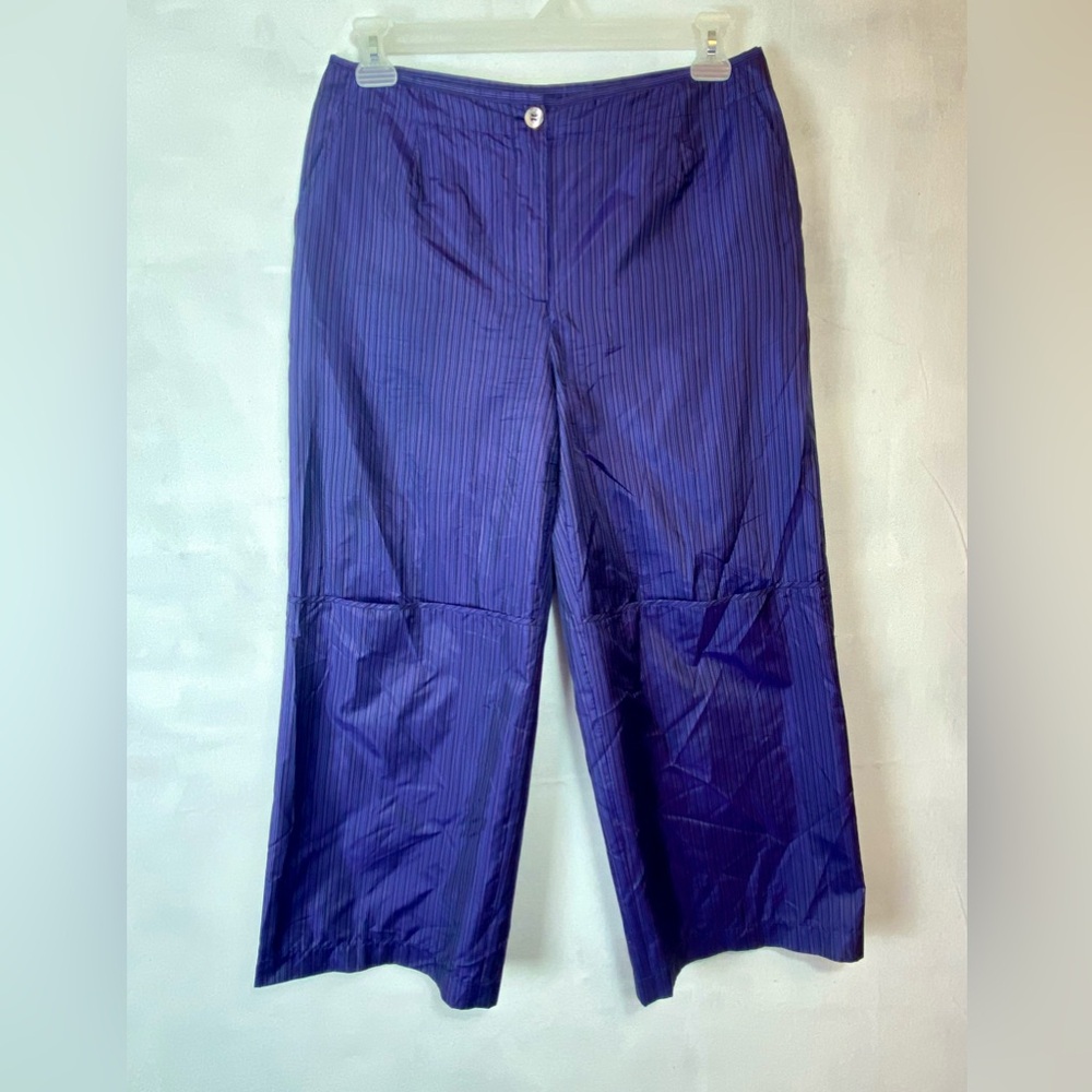 Dibari 100% silk cropped pinstripe pants